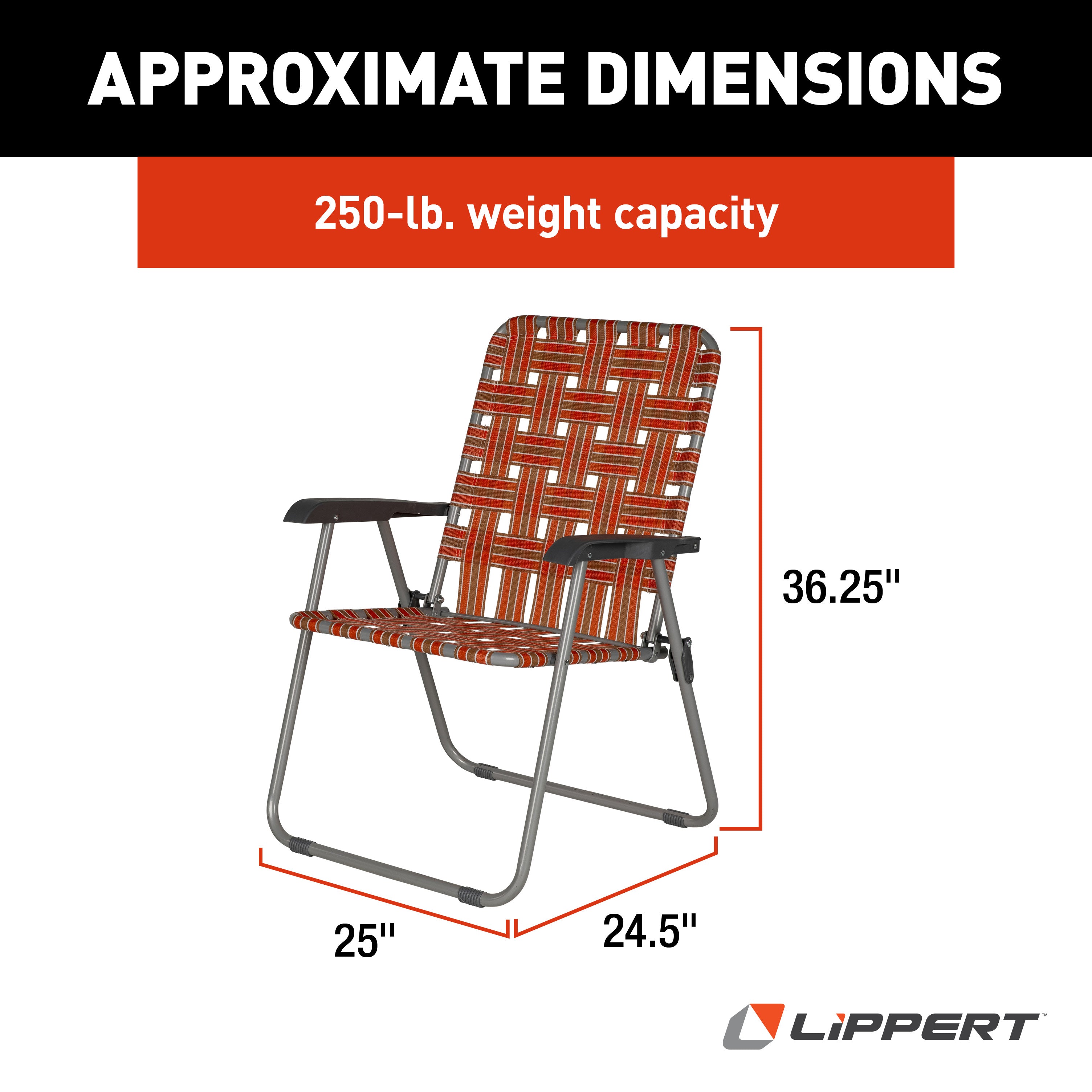 Lippert XL Webbed Lawn Chair - Orange