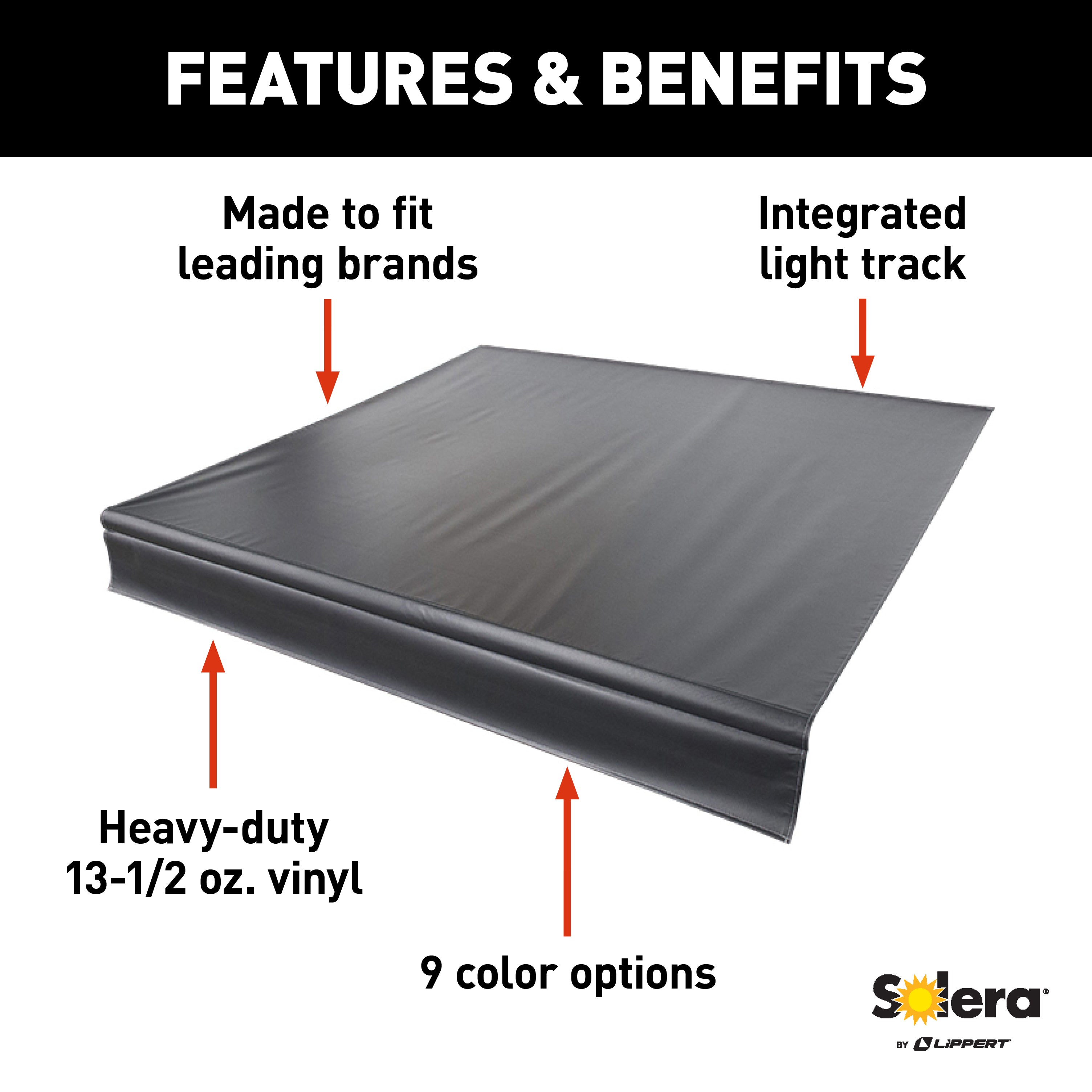 Universal Vinyl Fabric for 16' Patio Awning - Solid Black (Retail Box)