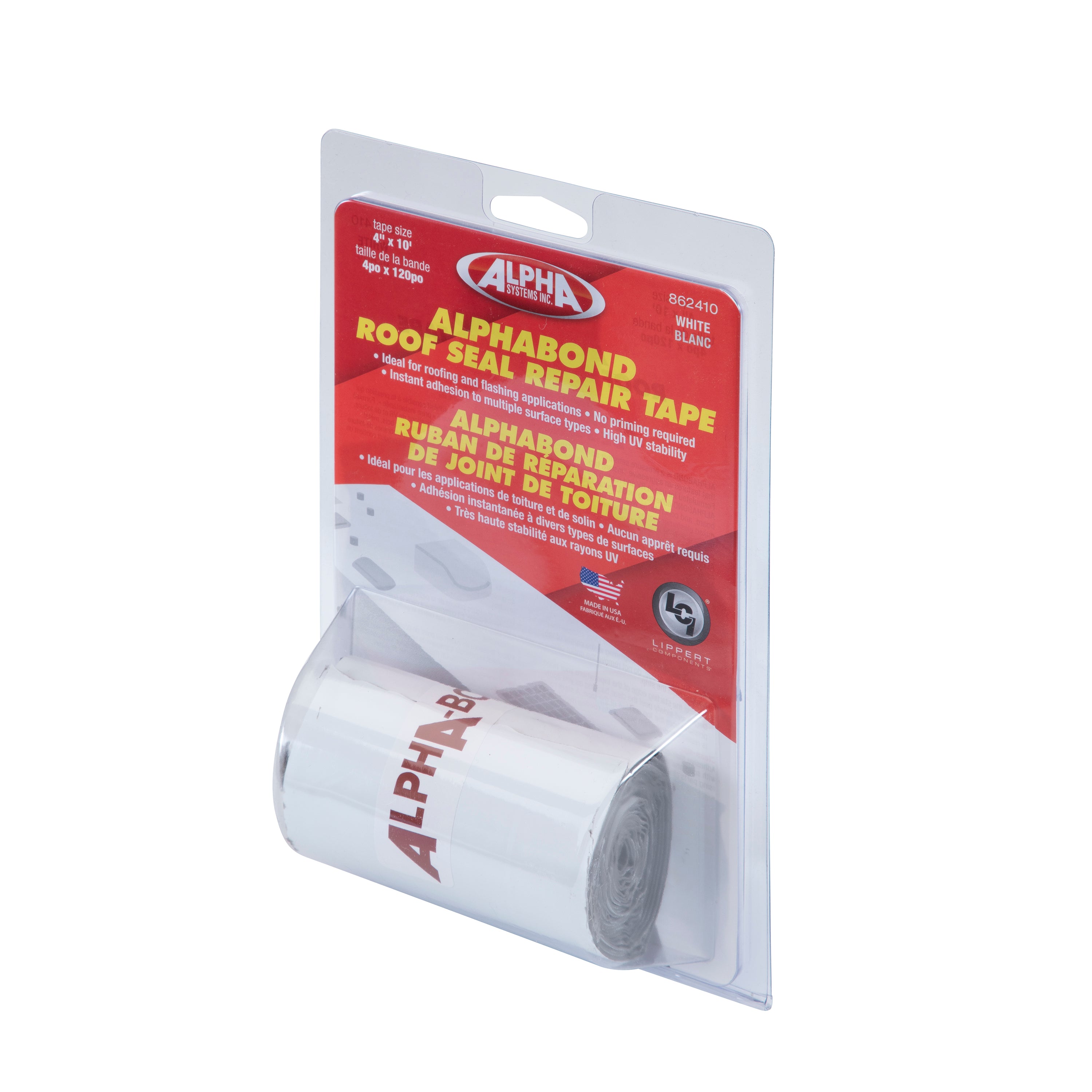 ALPHABOND TPO Tape 4'' x 10' Repair Tape, White (Retail Clam Shell)