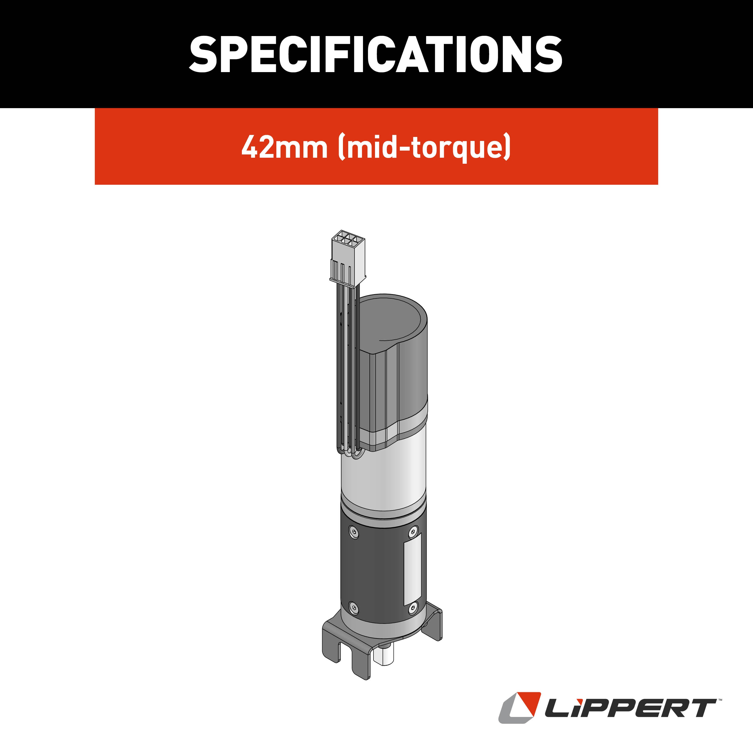 Slide-Out Mid Torque 42mm Motor with Brake; .276 D-CUT