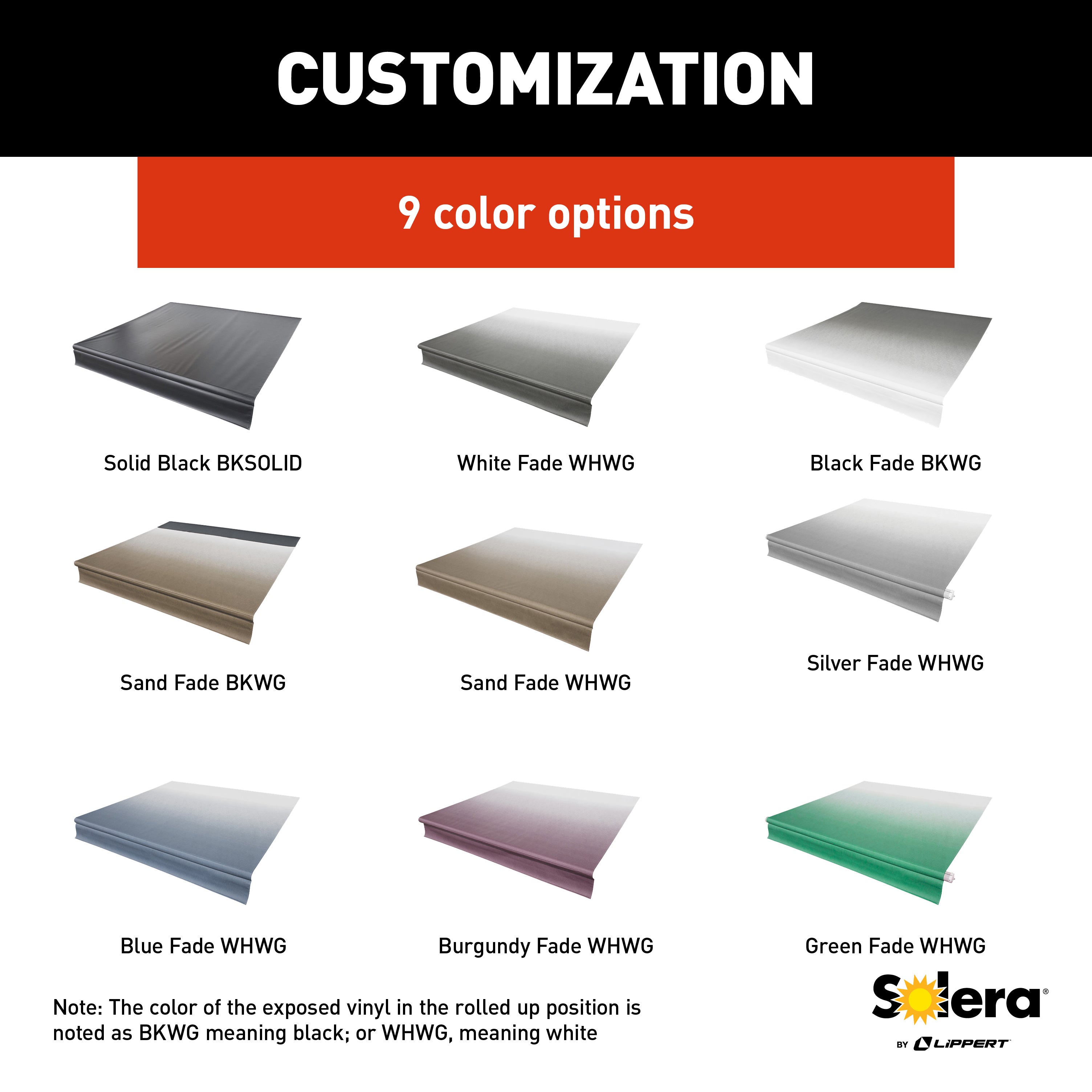 Universal Vinyl Fabric for 15' Patio Awning - Black Fade (Retail Box)