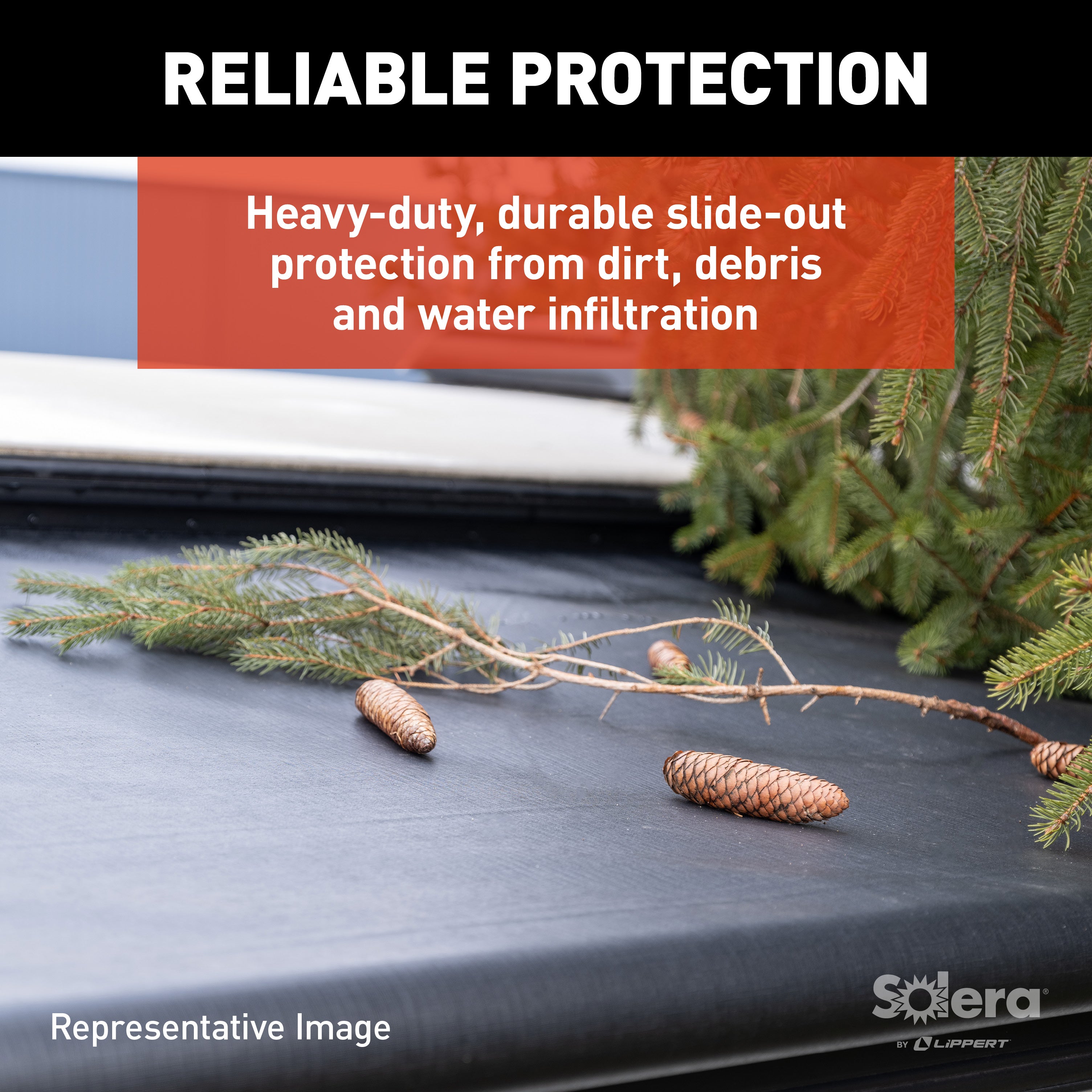 Solera® 5000 Series Slide Topper Awning, Black - 12' (11'7'' Fabric) #V000168328