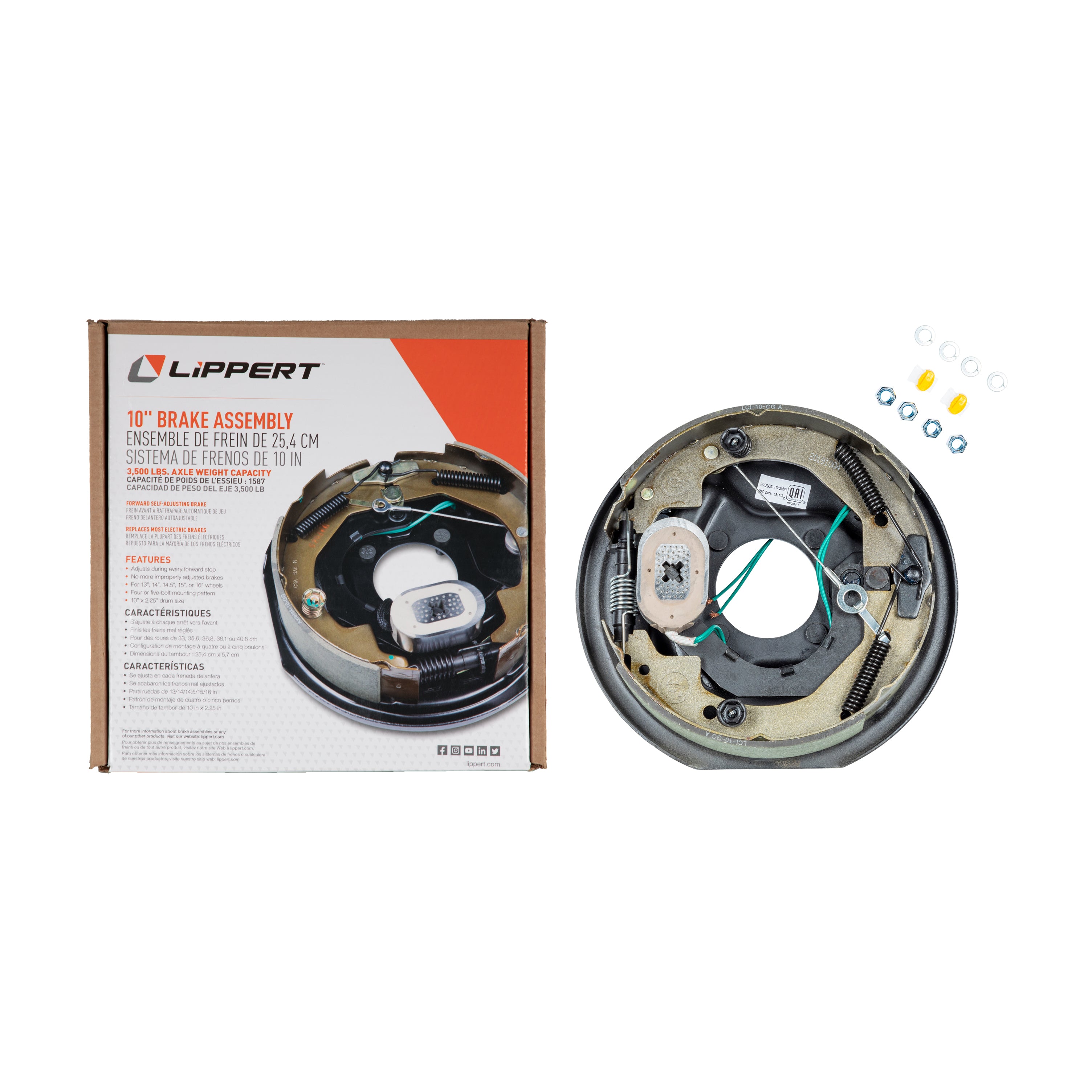 10'' x 2.25'' RH Forward Self-Adjusting Brakes, 4-Bolt: 3500# axle (Retail Box)
