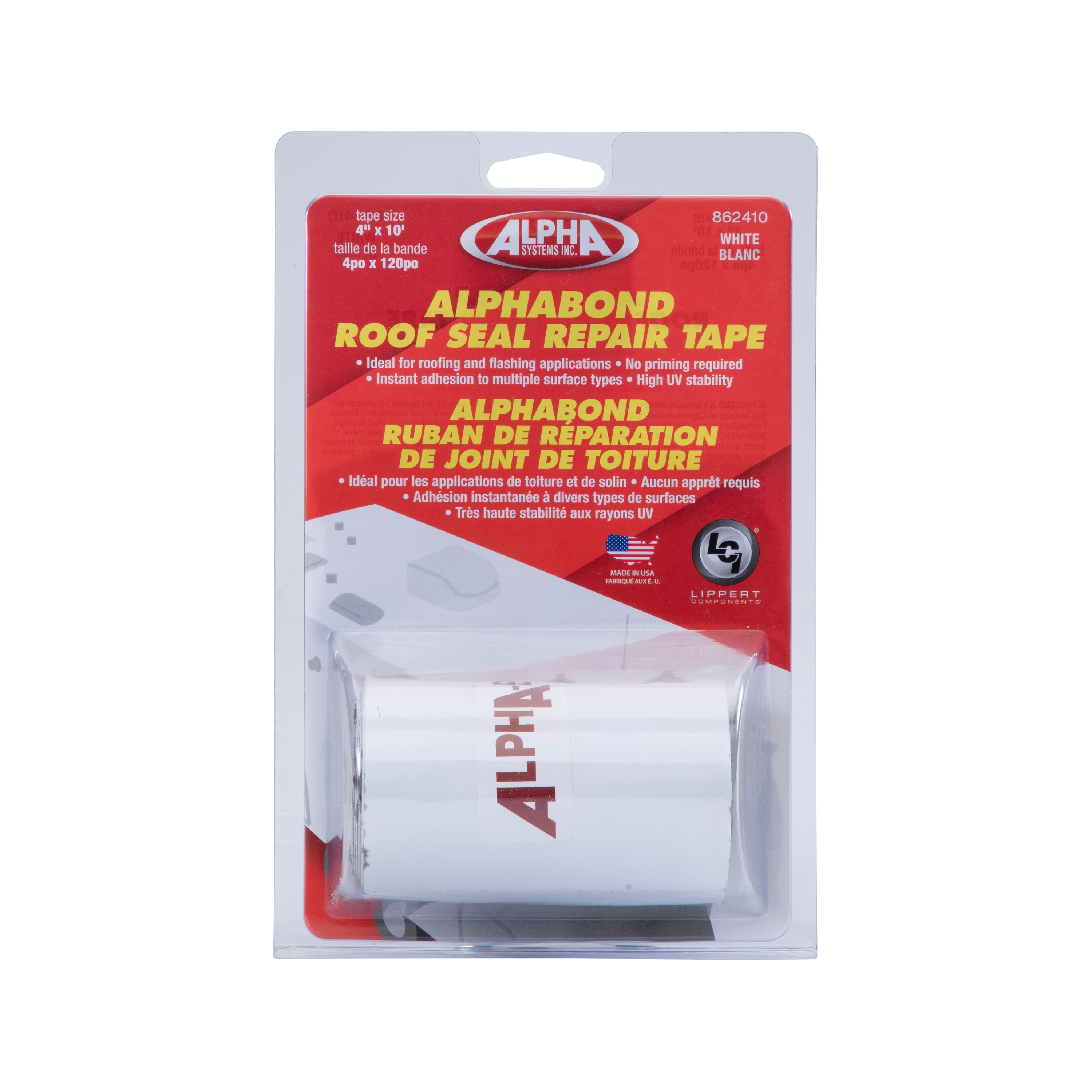 ALPHABOND TPO Tape 4'' x 10' Repair Tape, White (Retail Clam Shell)