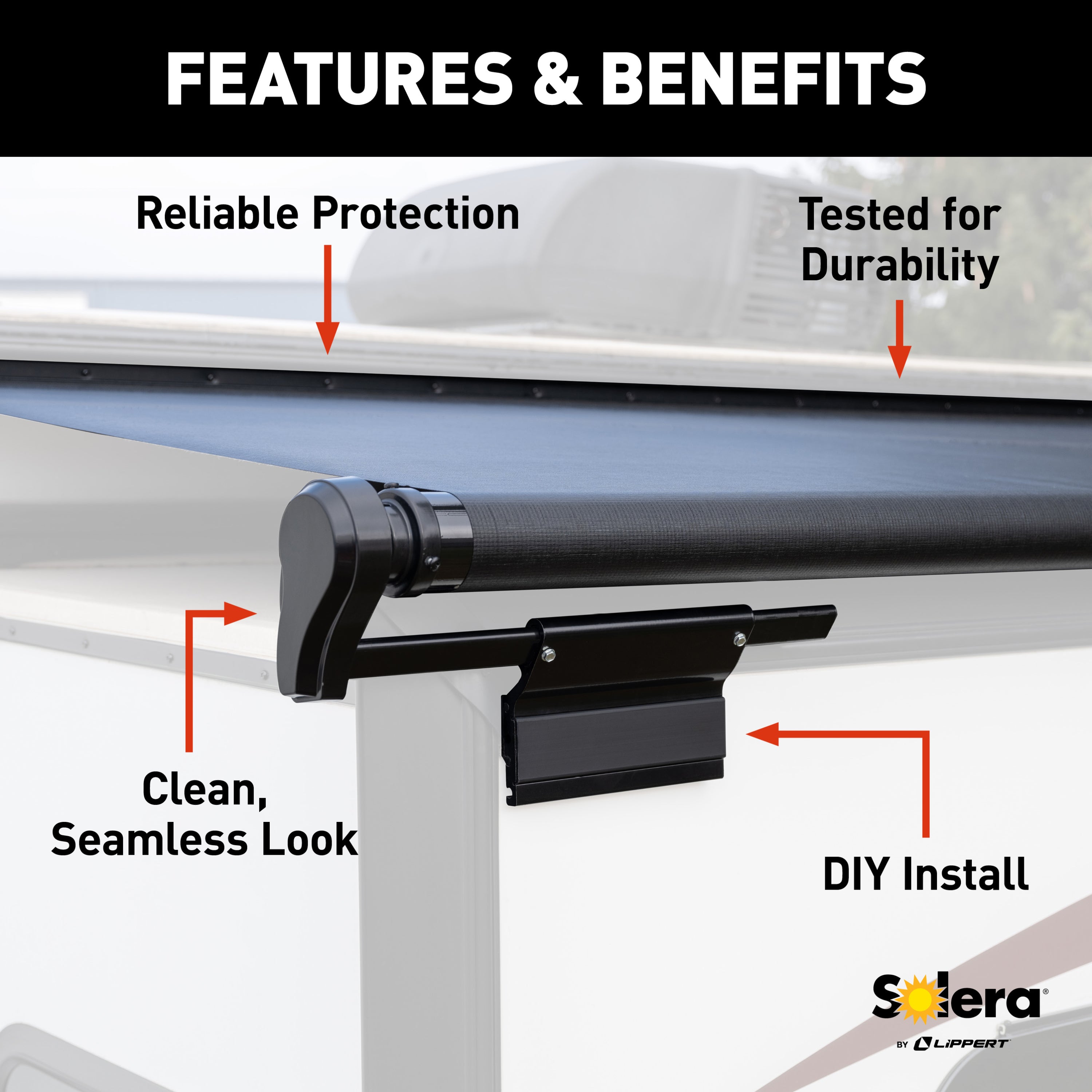 Solera® 5000 Series Slide Topper Awning, Black - 12' (11'7'' Fabric) #V000168328