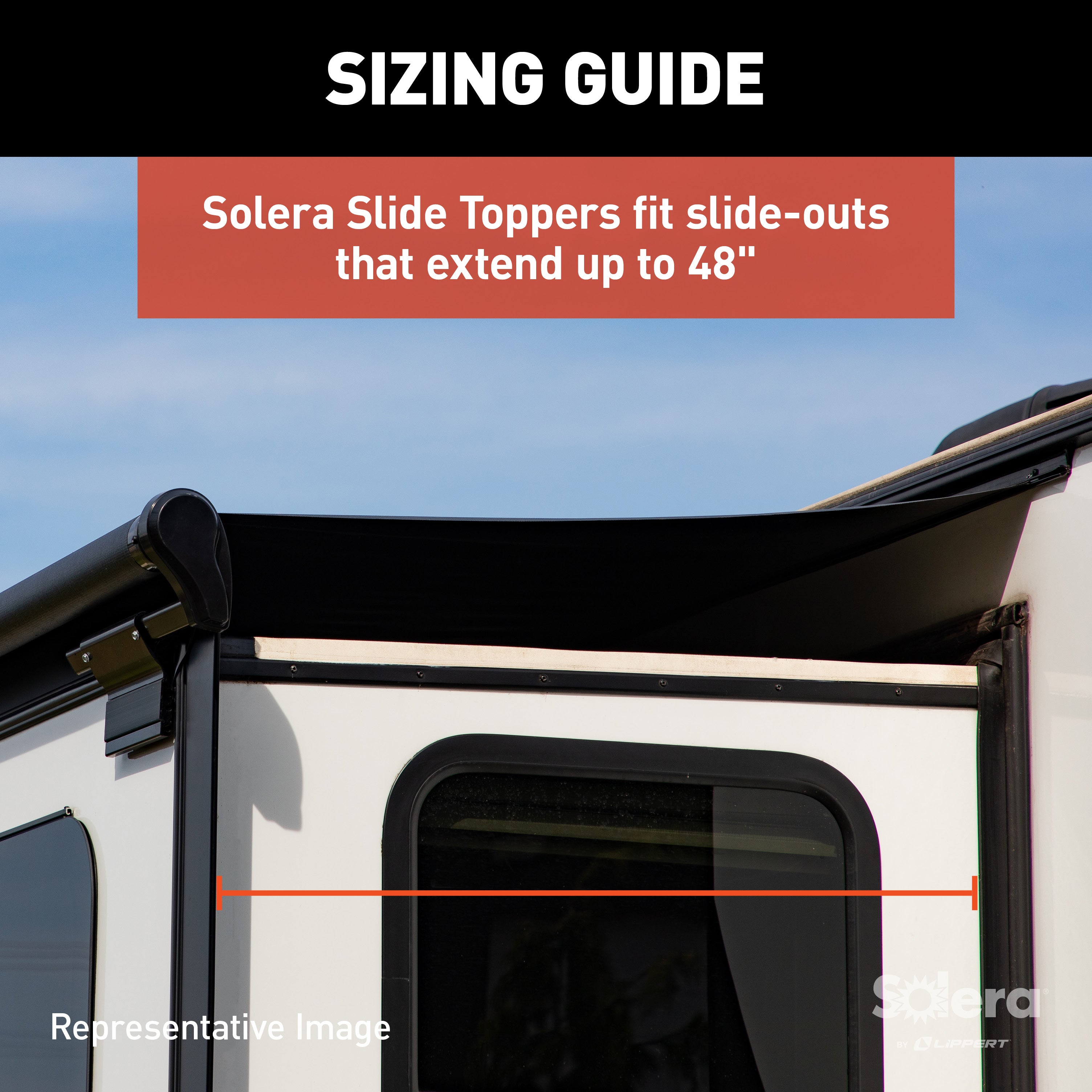 Solera® 5000 Series Slide Topper Awning, Black - 12' (11'7'' Fabric) #V000168328
